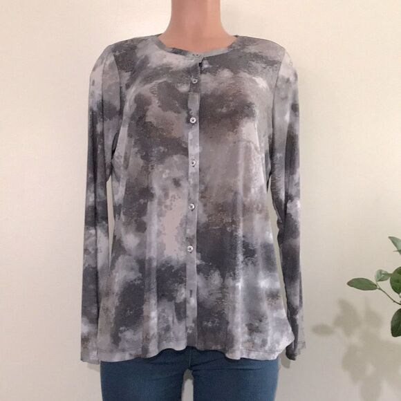 LOGO Layers by Lori Goldstein Tie- Dye Sheer Mesh Cardigan - Picture 3 of 7